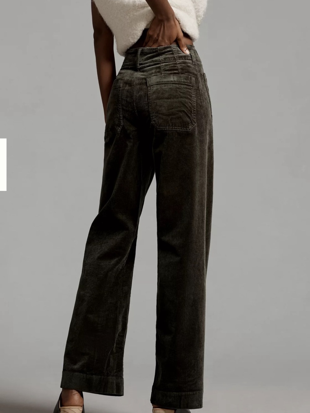 Maeve High-Rise Wide-Leg Corduroy Pants in Olive - Picture 2 of 5